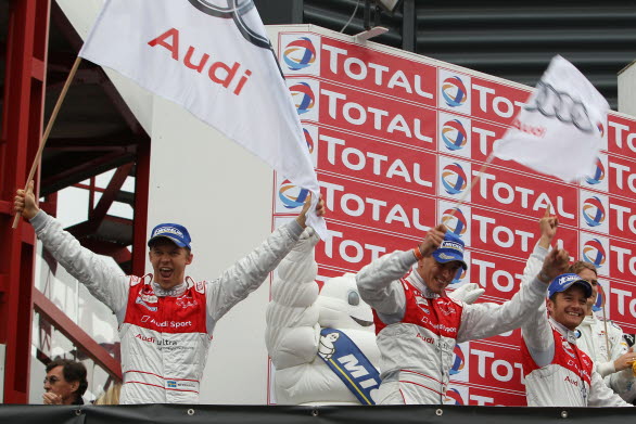 Mattias Ekström, Greg Franchi, Timo Scheider i 24h Spa 2011