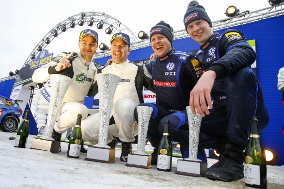 Det blev dubbel pallplats för Volkswagen Dealerteam BAUHAUS i Rally Sweden. Ole Christian Veiby och Jonas Andersson segrade med Stig Rune Skjaermoen och Johan Kristoffersson på tredje plats.