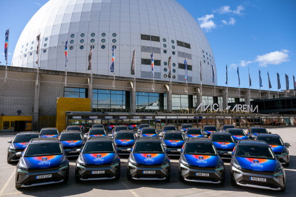 Škoda levereras 36 bilar till IIHF Ishockey-VM i Stockholm som spelas i Avicii Arena 9-25 maj 2025.
